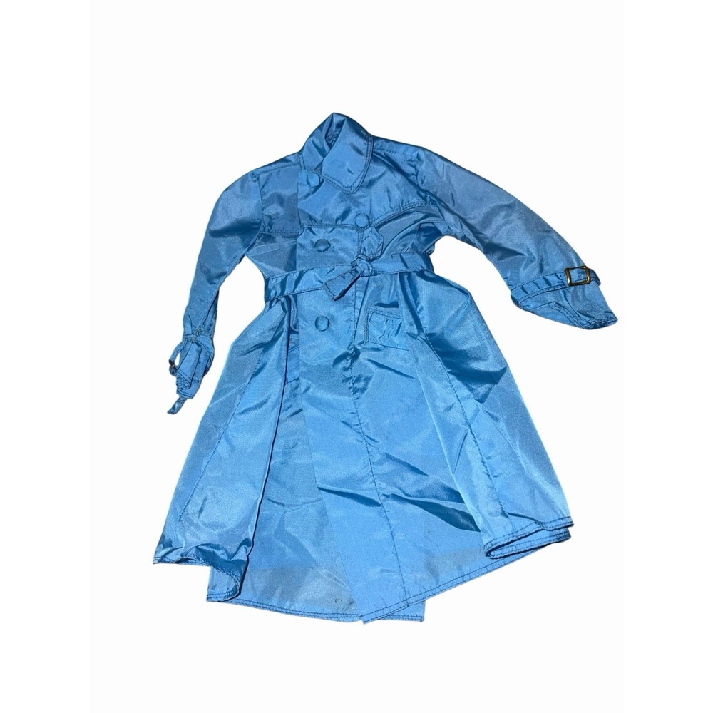 Vtg Light Blue Handmade Doll Rain Jacket With Tie for 18" Doll